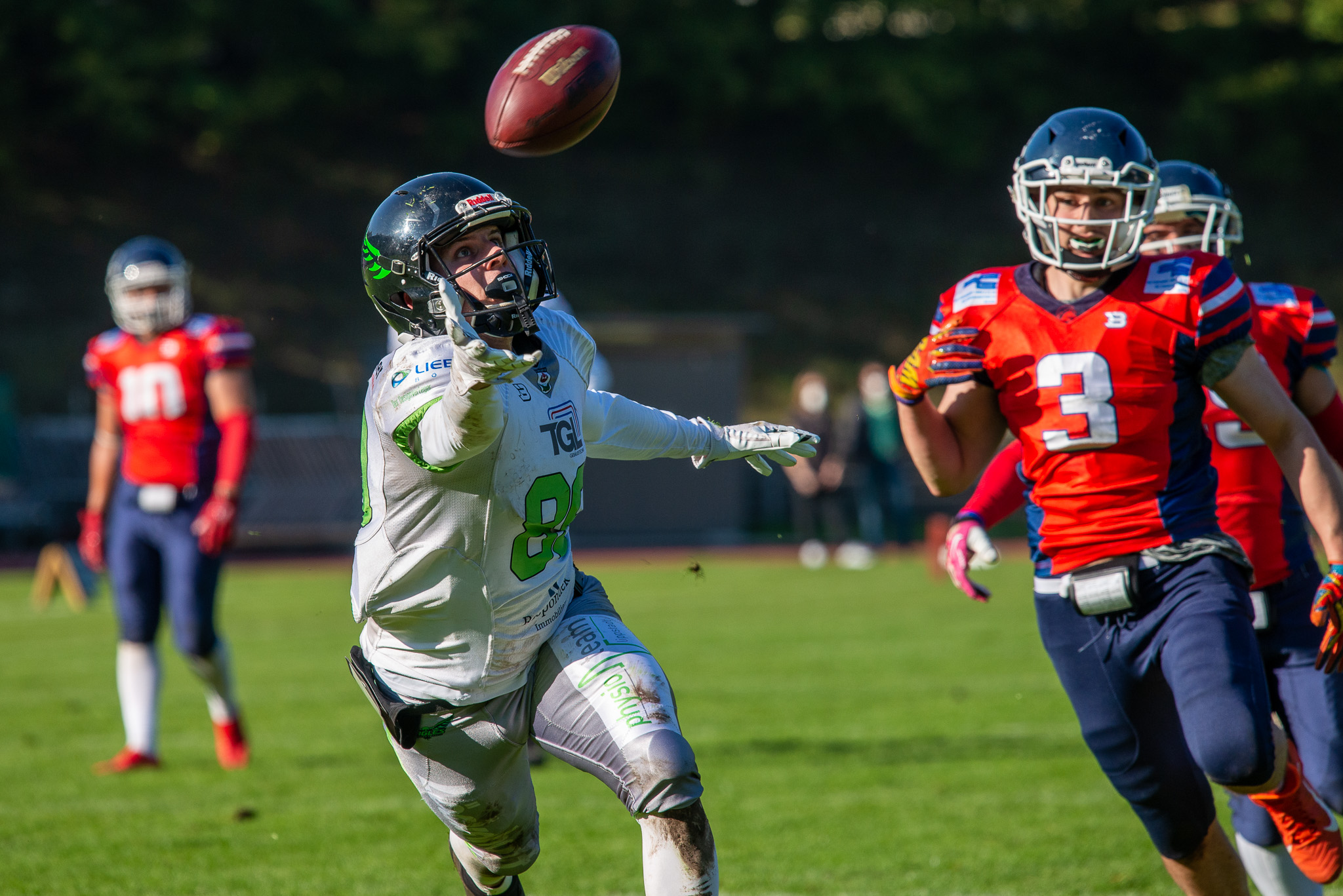 Nico Schneider 89# erzielte einen 90 Yards Kick-Return Touchdown (Foto: Oliver Jungnitsch)